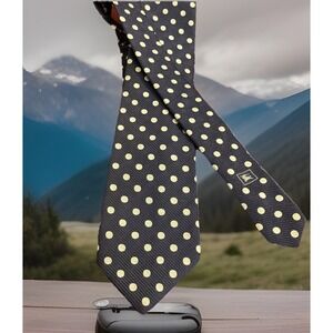 BURBERRY LONDON Silk polka dot jacquard silk tie Navy And Cream Italy Made Money